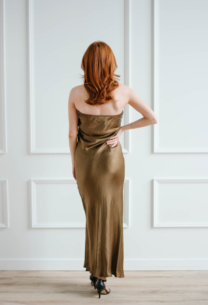 Bronze Strapless Slip Dress