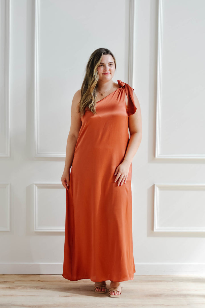 Rust One Shoulder Gown