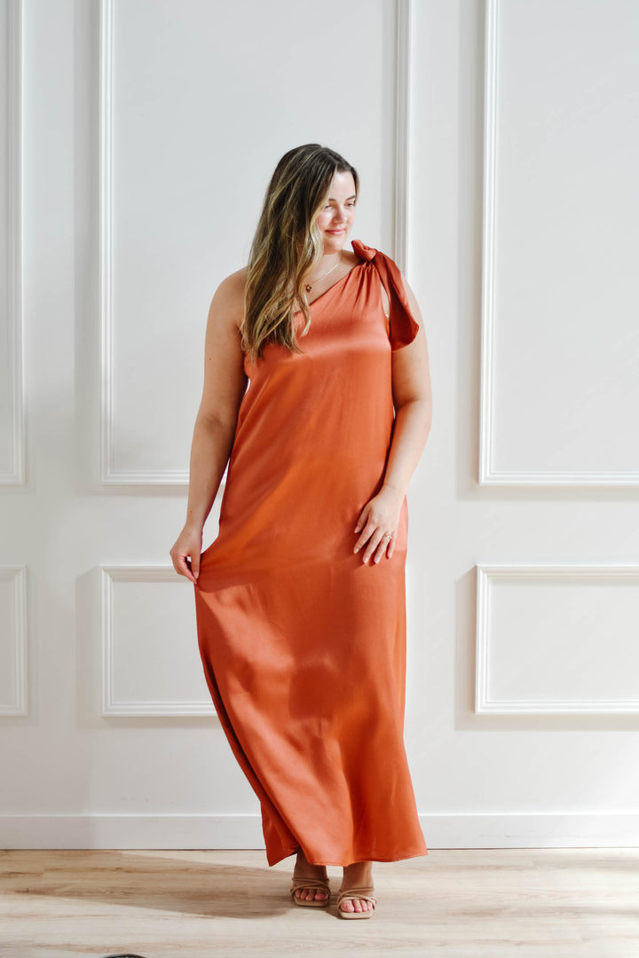 Rust One Shoulder Gown