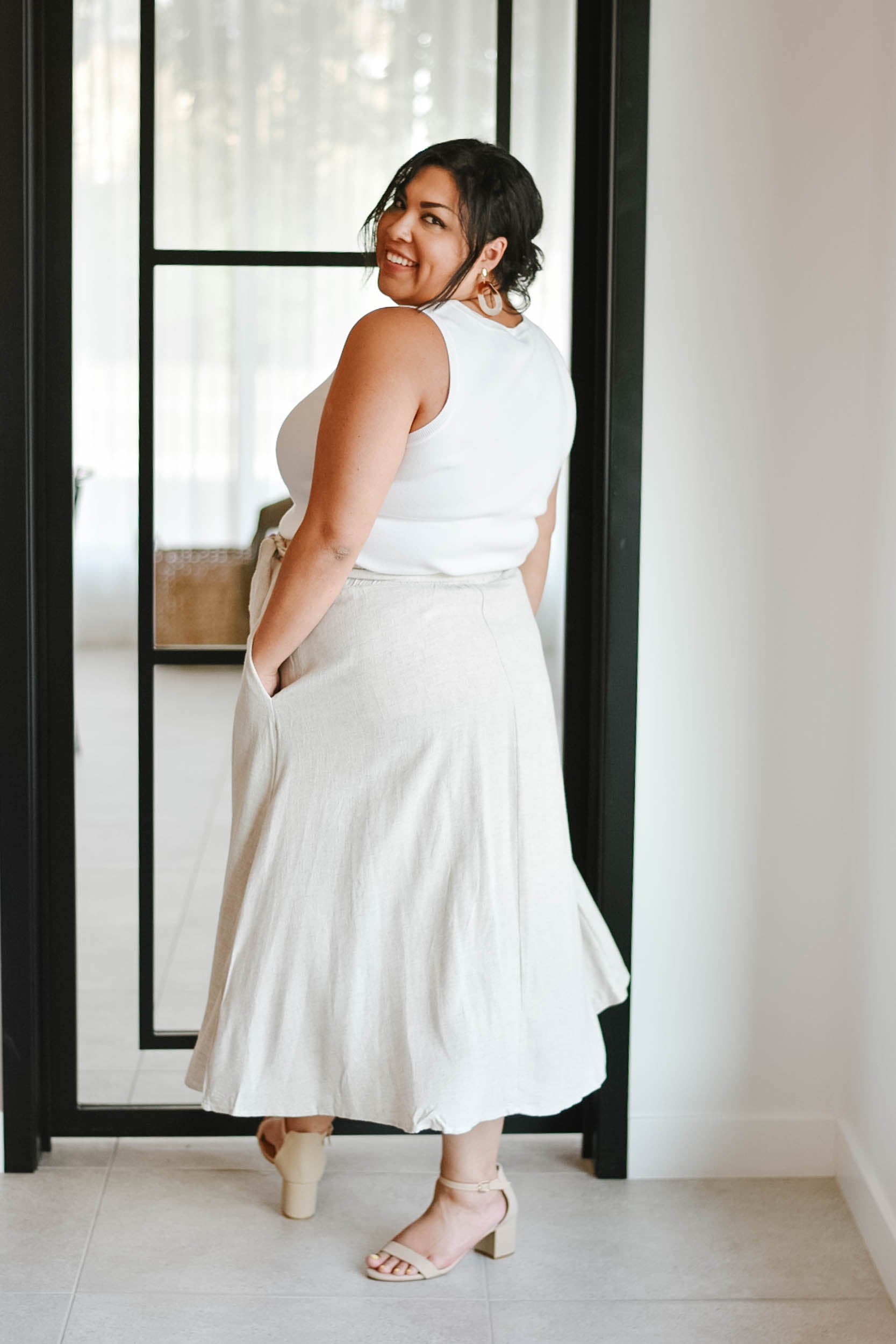 Plus size hotsell white linen skirt