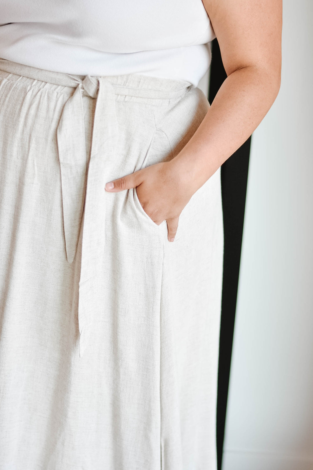 Linen Wrap Midi Skirt | 1XL-3XL