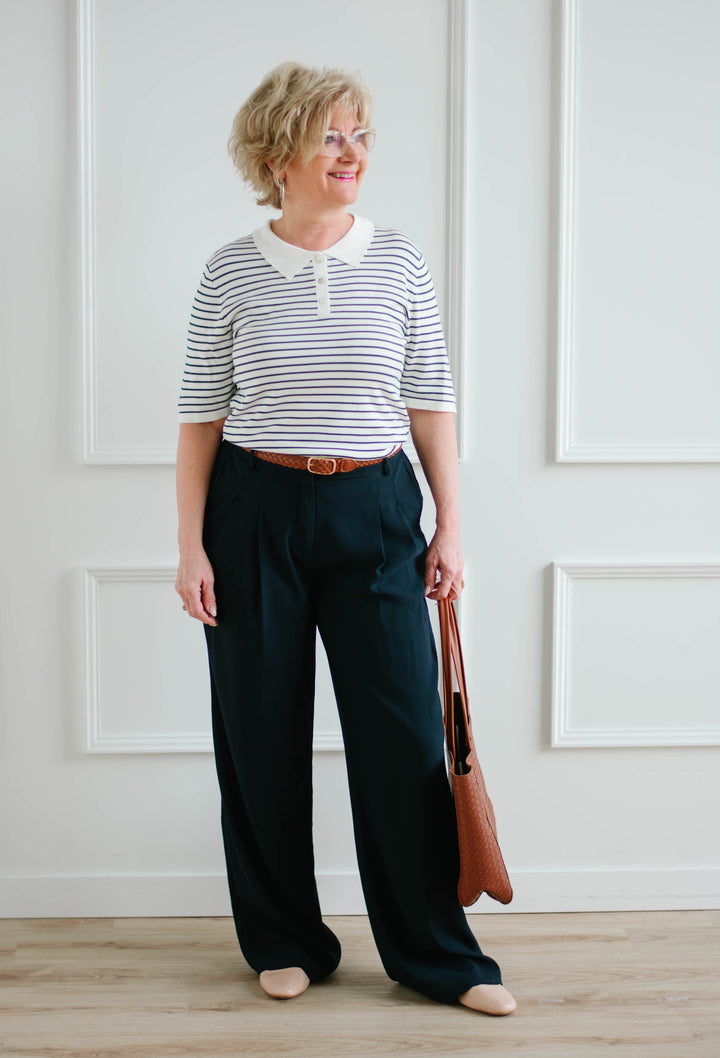Pin Tucked Trousers - Navy