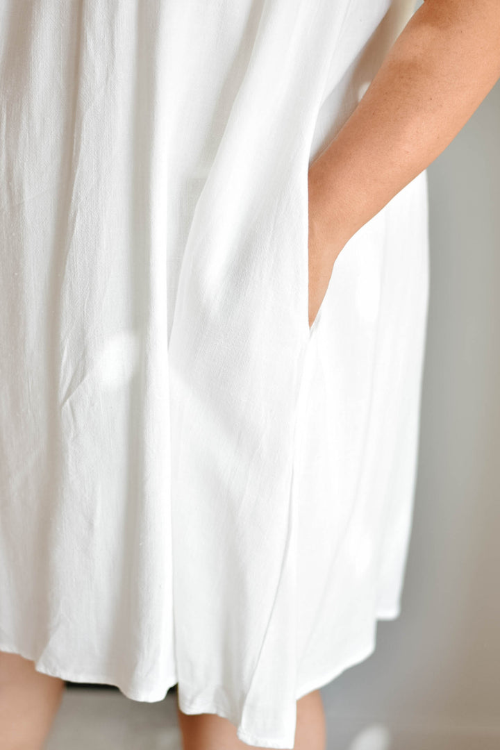 White Linen Shift Dress | S-3XL