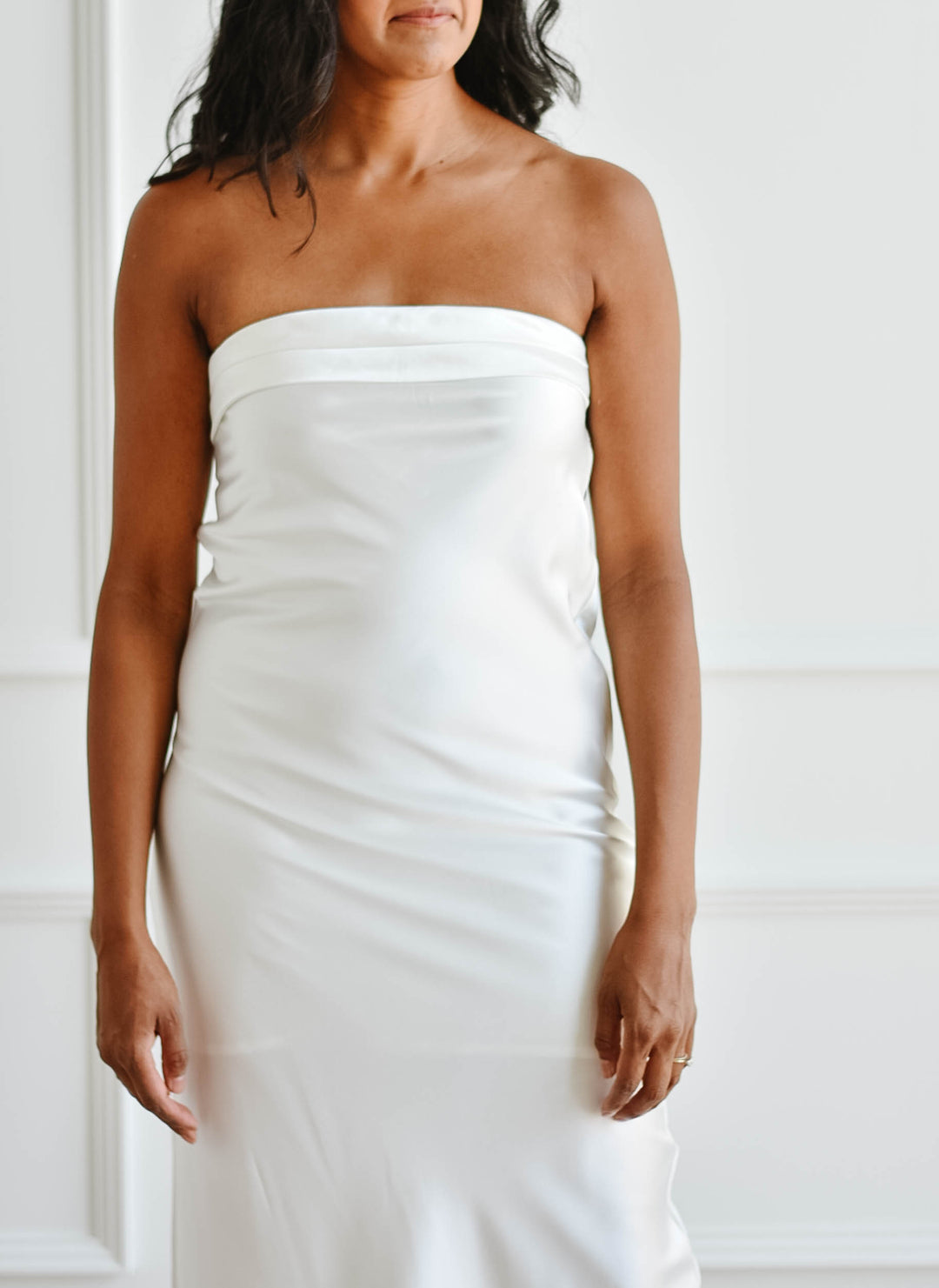 Ivory Strapless Satin Gown