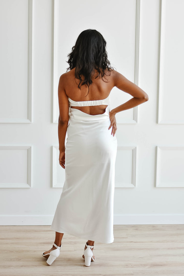 Ivory Strapless Satin Gown