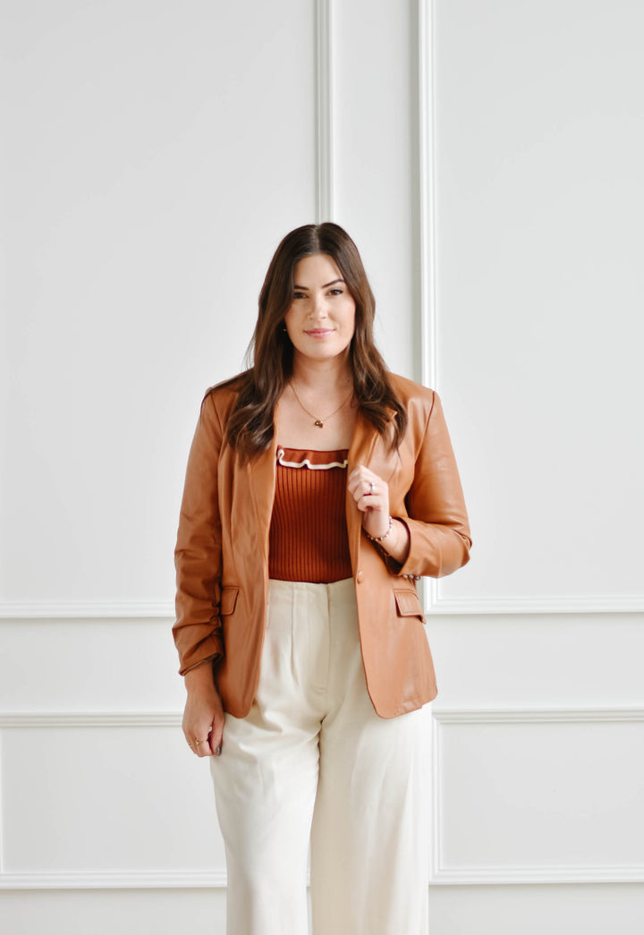 Camel Leather Blazer
