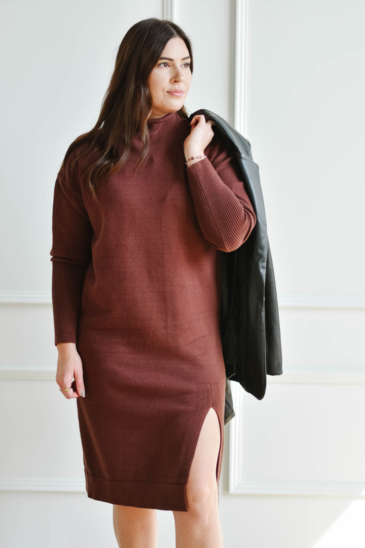Tanya Sweater Dress- Fudge  | XS-XXL