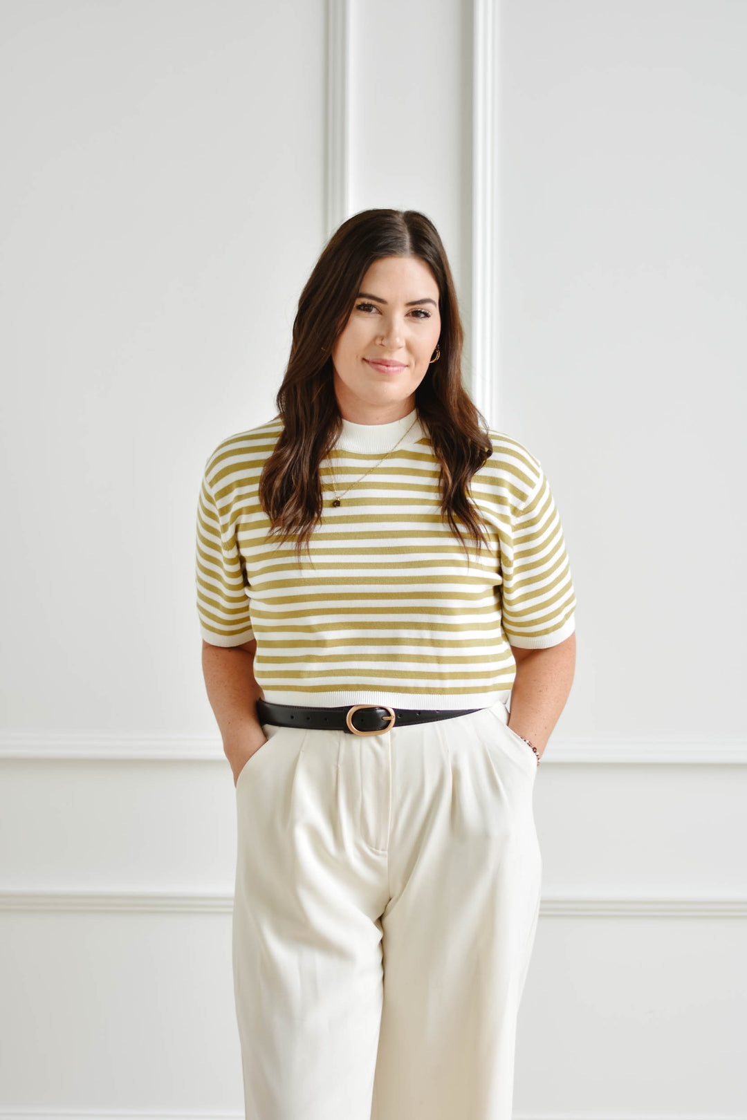 Golden Striped Crop Tee