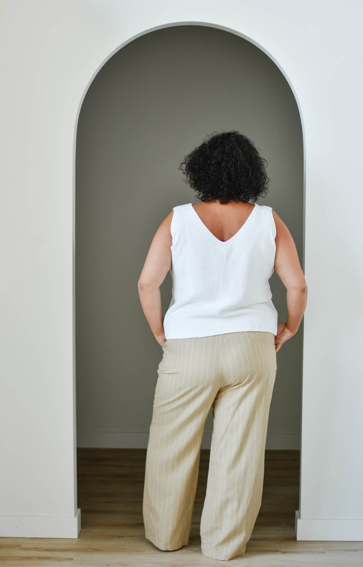Latte Pinstripe Trouser | 1XL-3XL