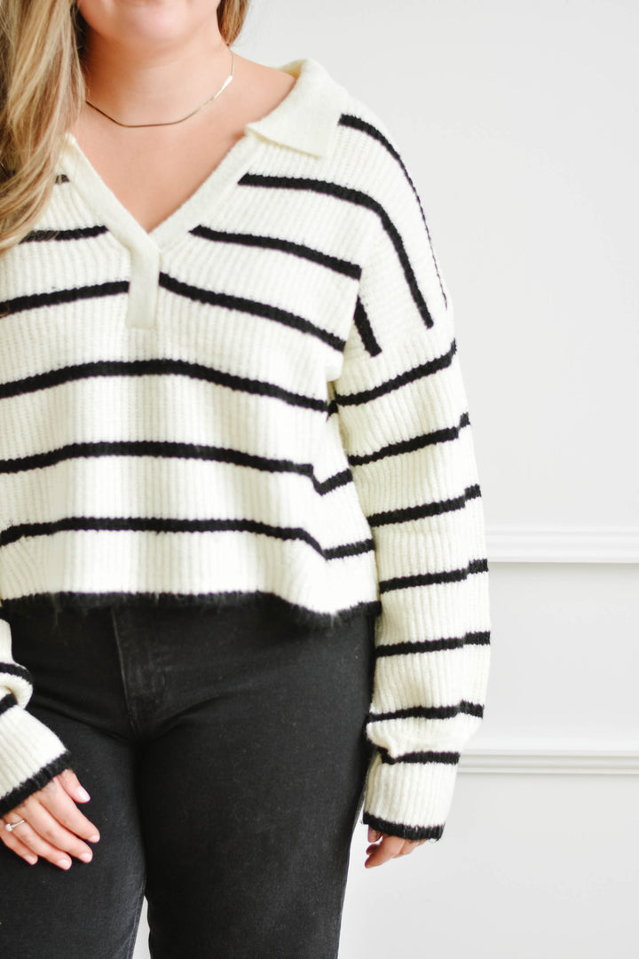 Collared Striped Sweater