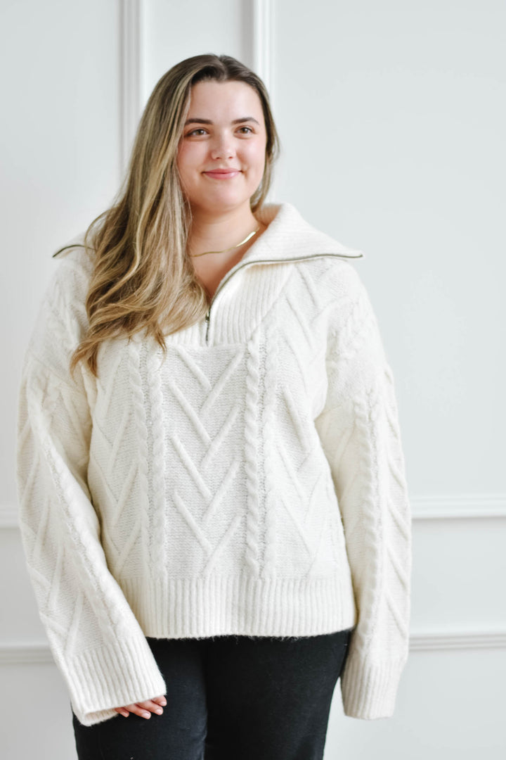Mary Ann Ivory Half Zip