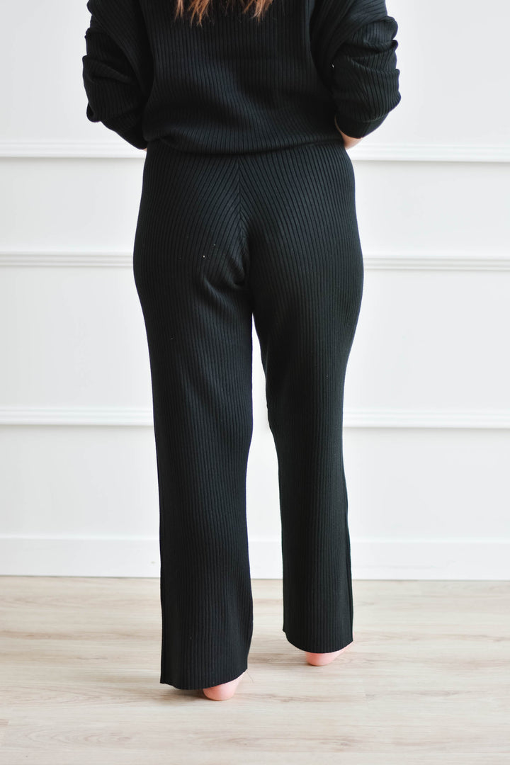 Ribbed Sweater Pant - Black