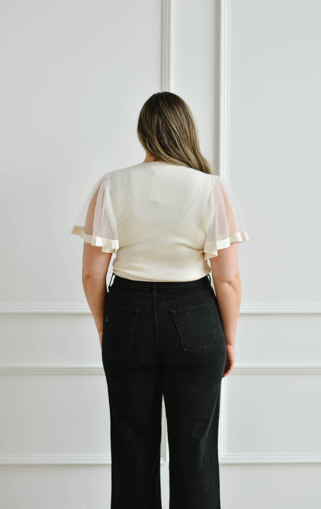 Cream Flutter Sleeve Tee