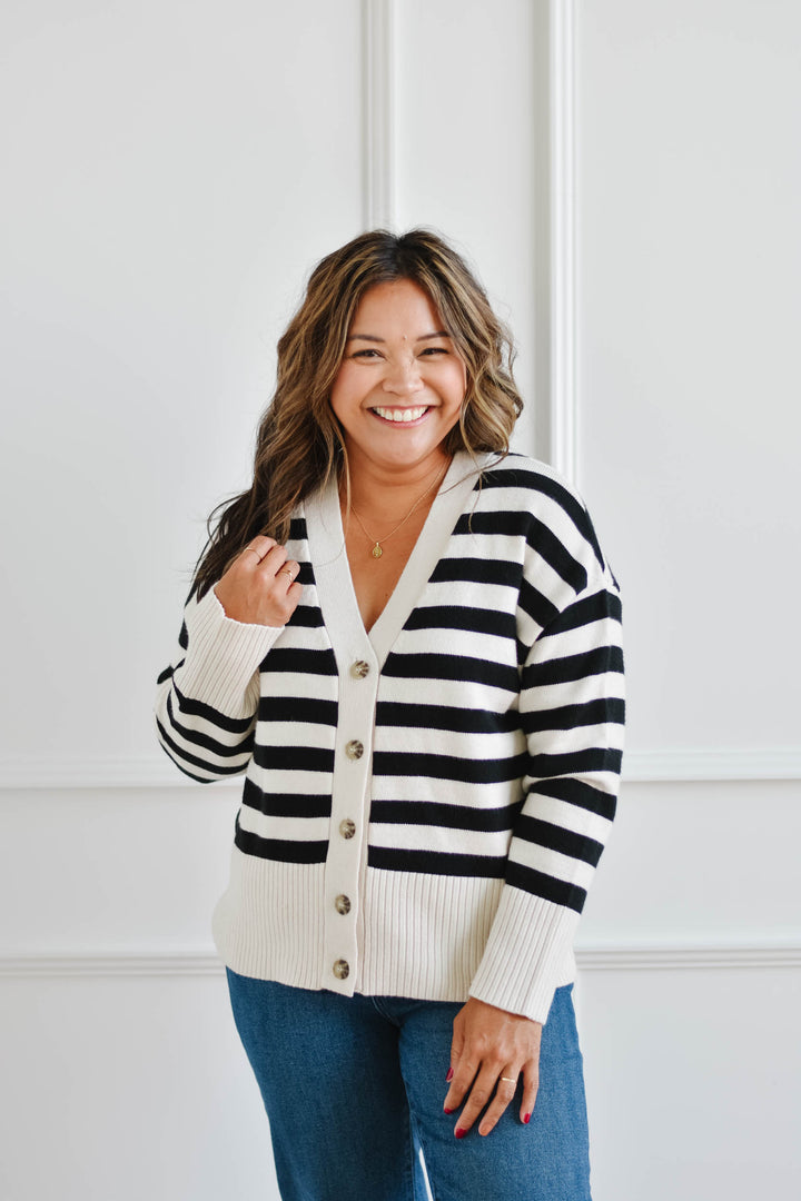 Striped Button Cardigan * Pre-Order *
