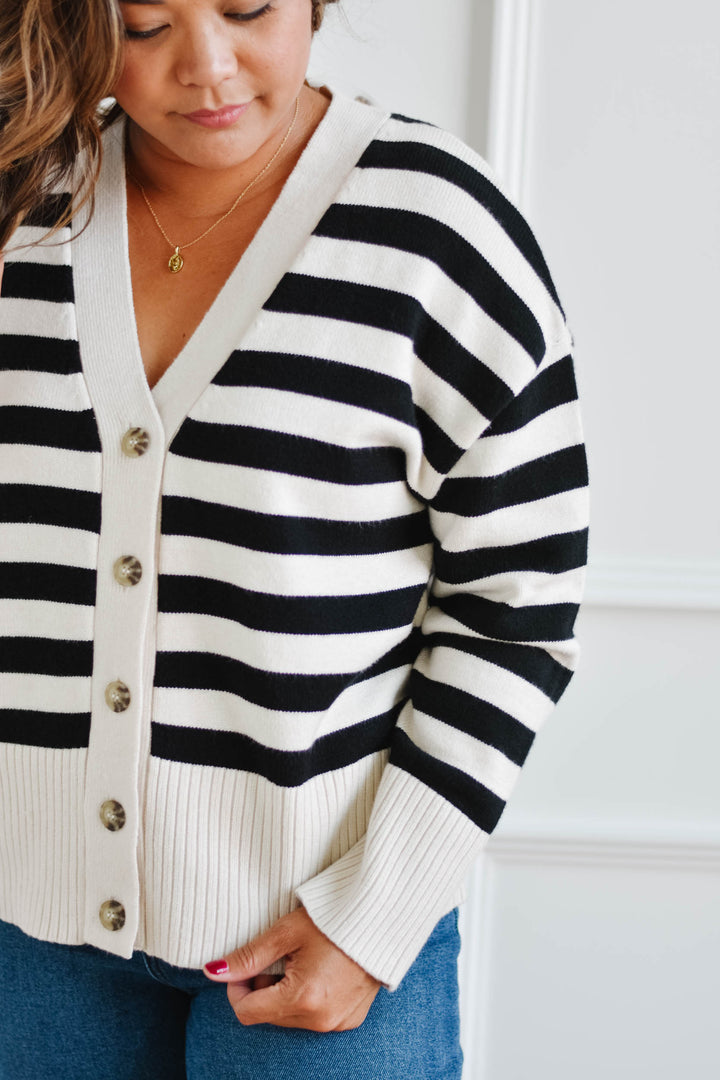 Striped Button Cardigan * Pre-Order *