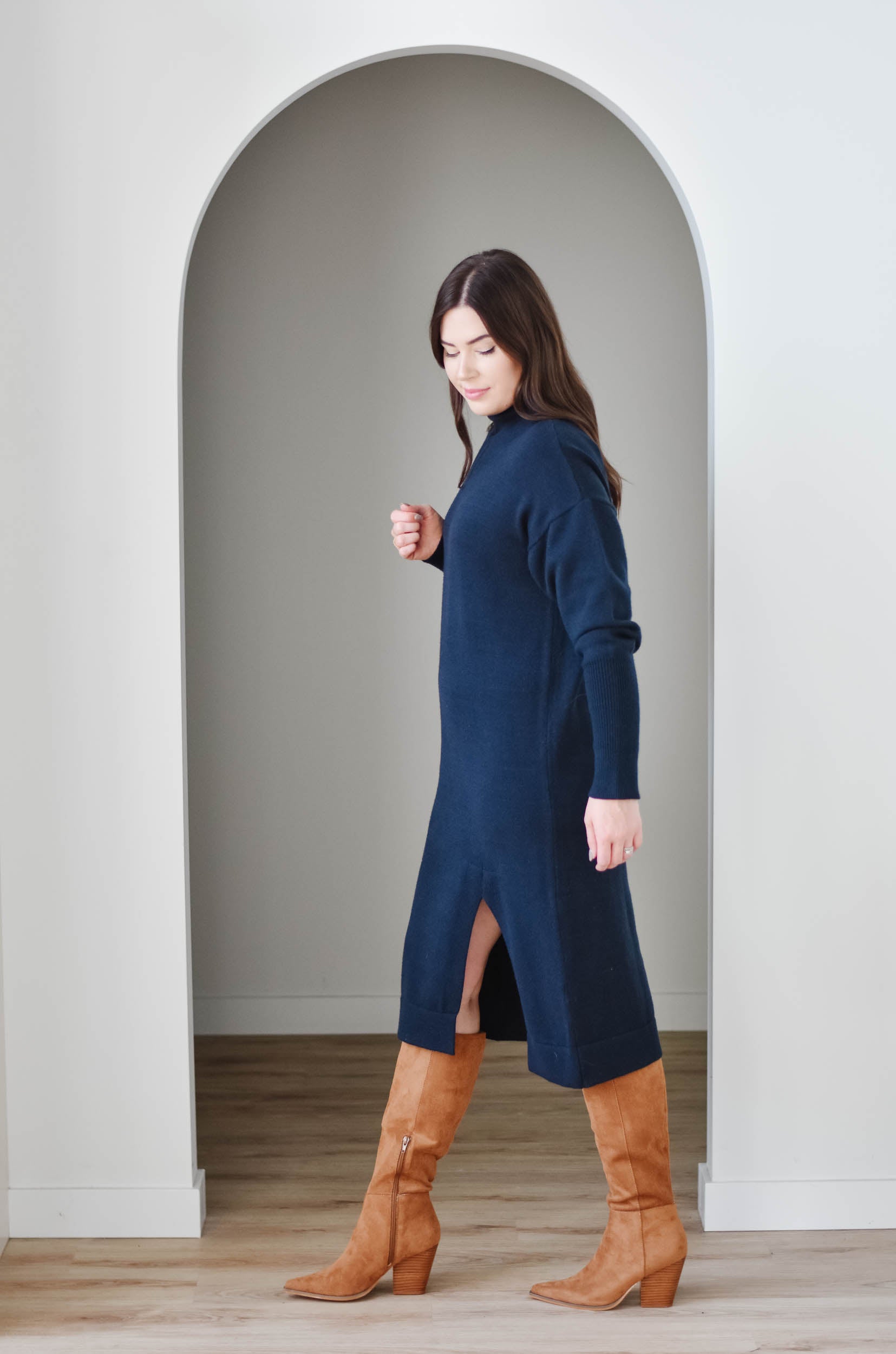 Navy shop turtleneck dress