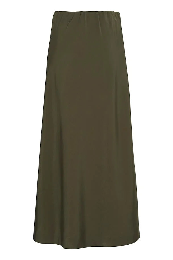 b.young | Dolora Satin Slip Skirt - Olive