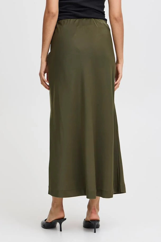 b.young | Dolora Satin Slip Skirt - Olive