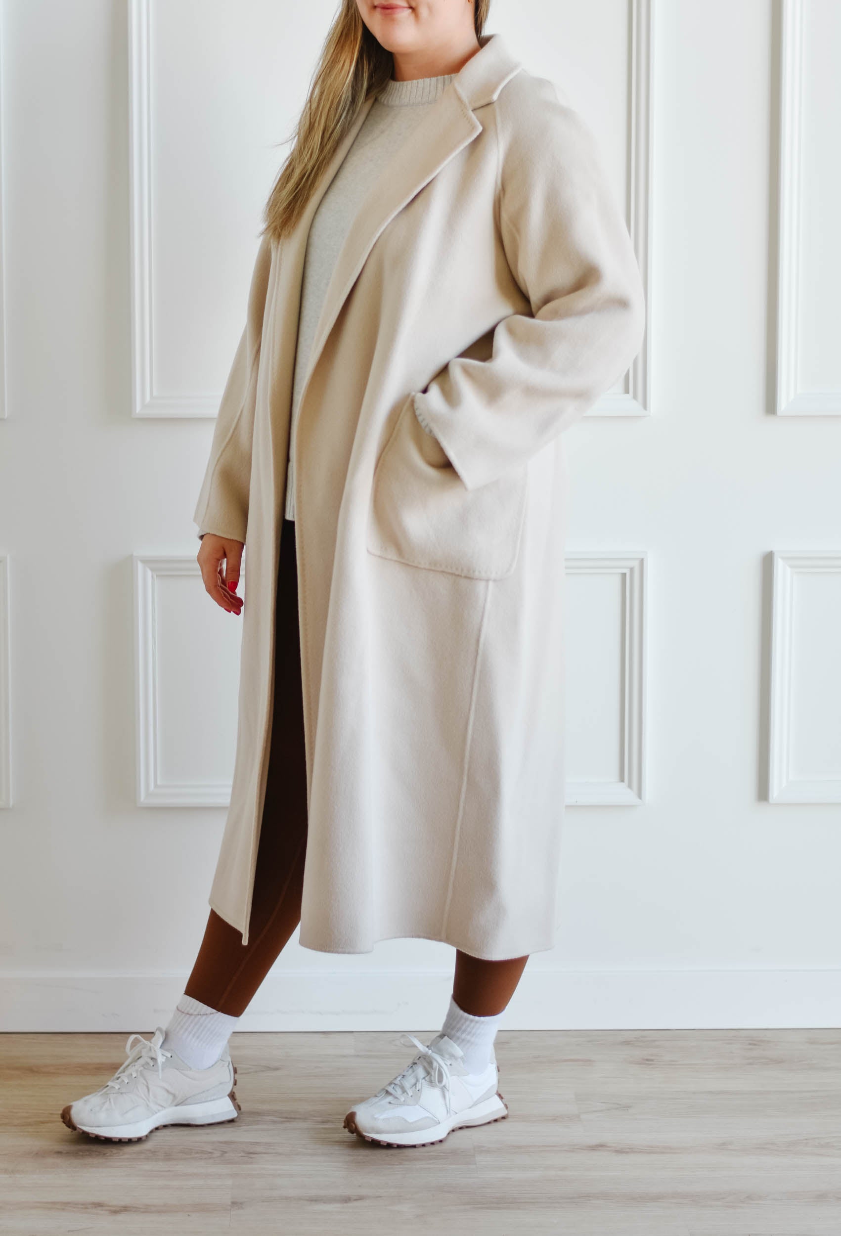 Cream wool 2025 wrap coat