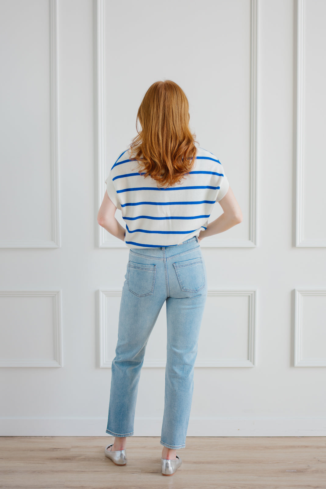 Cobalt Striped Boxy Knit Tank