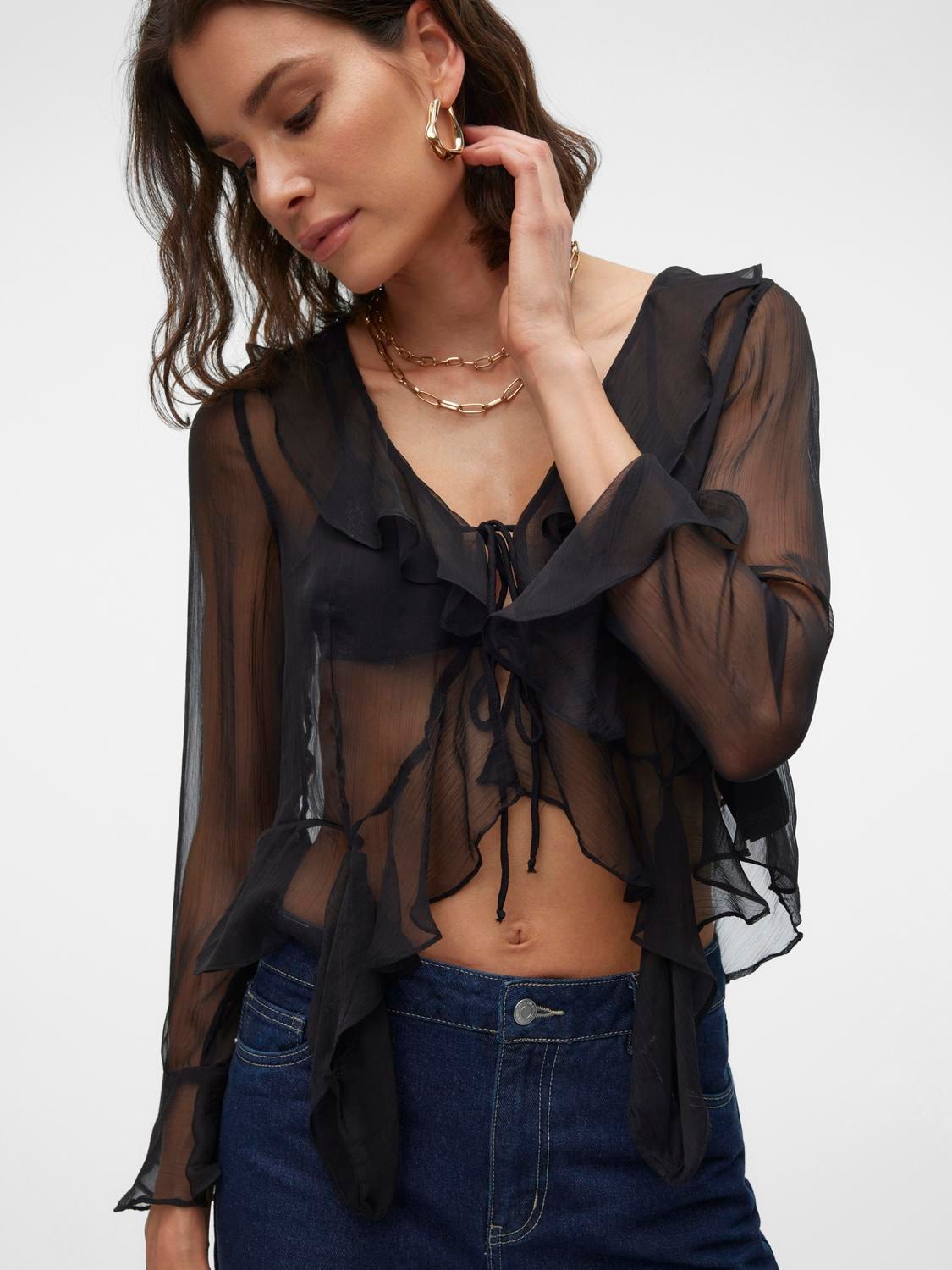 black see through blouse