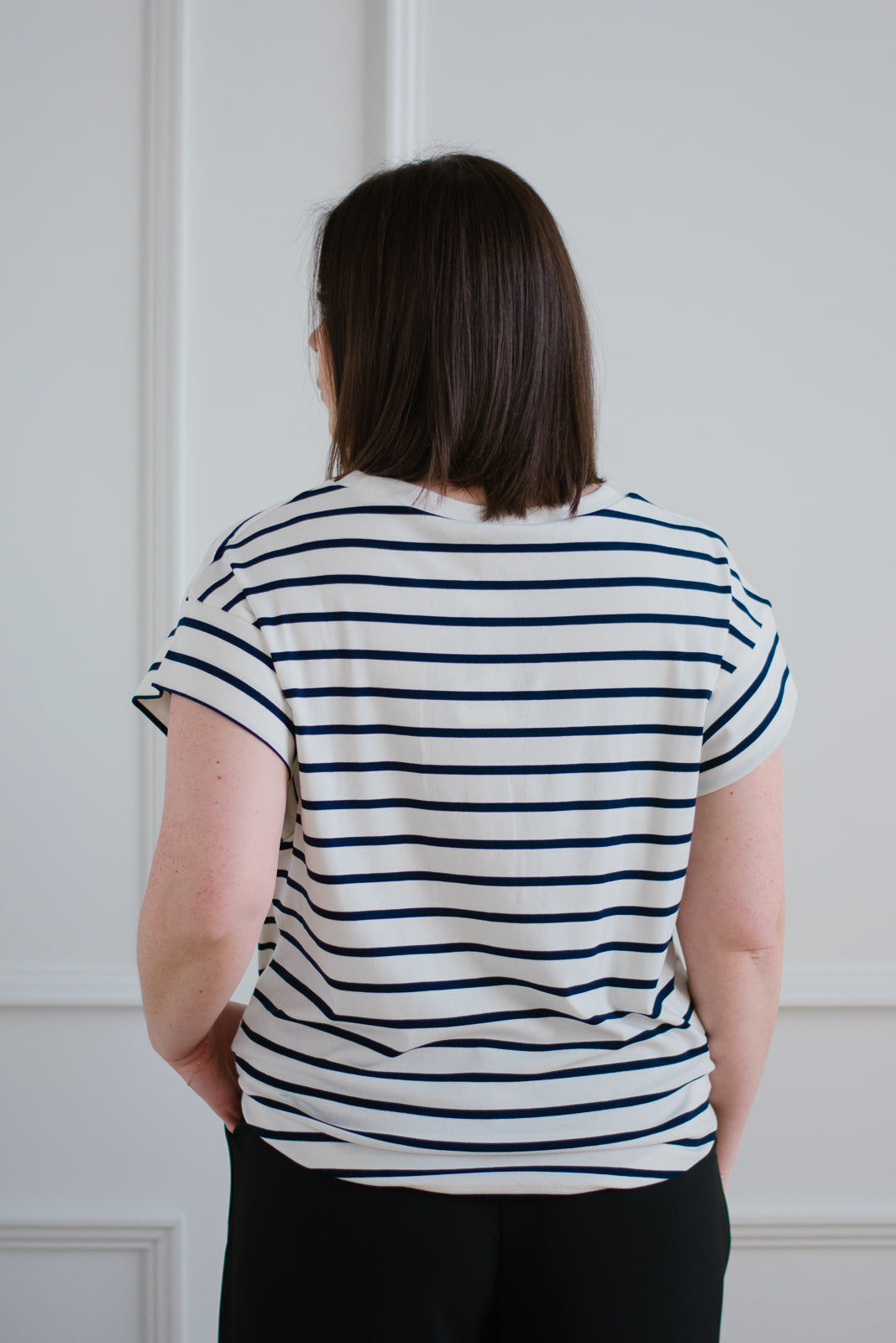 Raglan Striped Tee - Navy