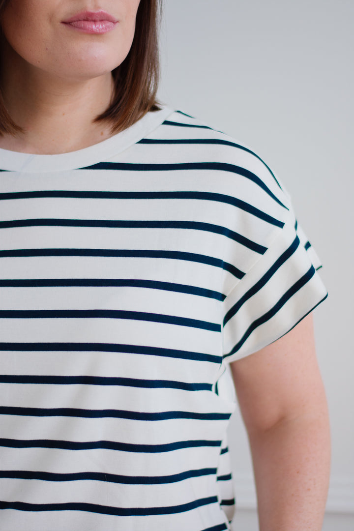 Raglan Striped Tee - Navy