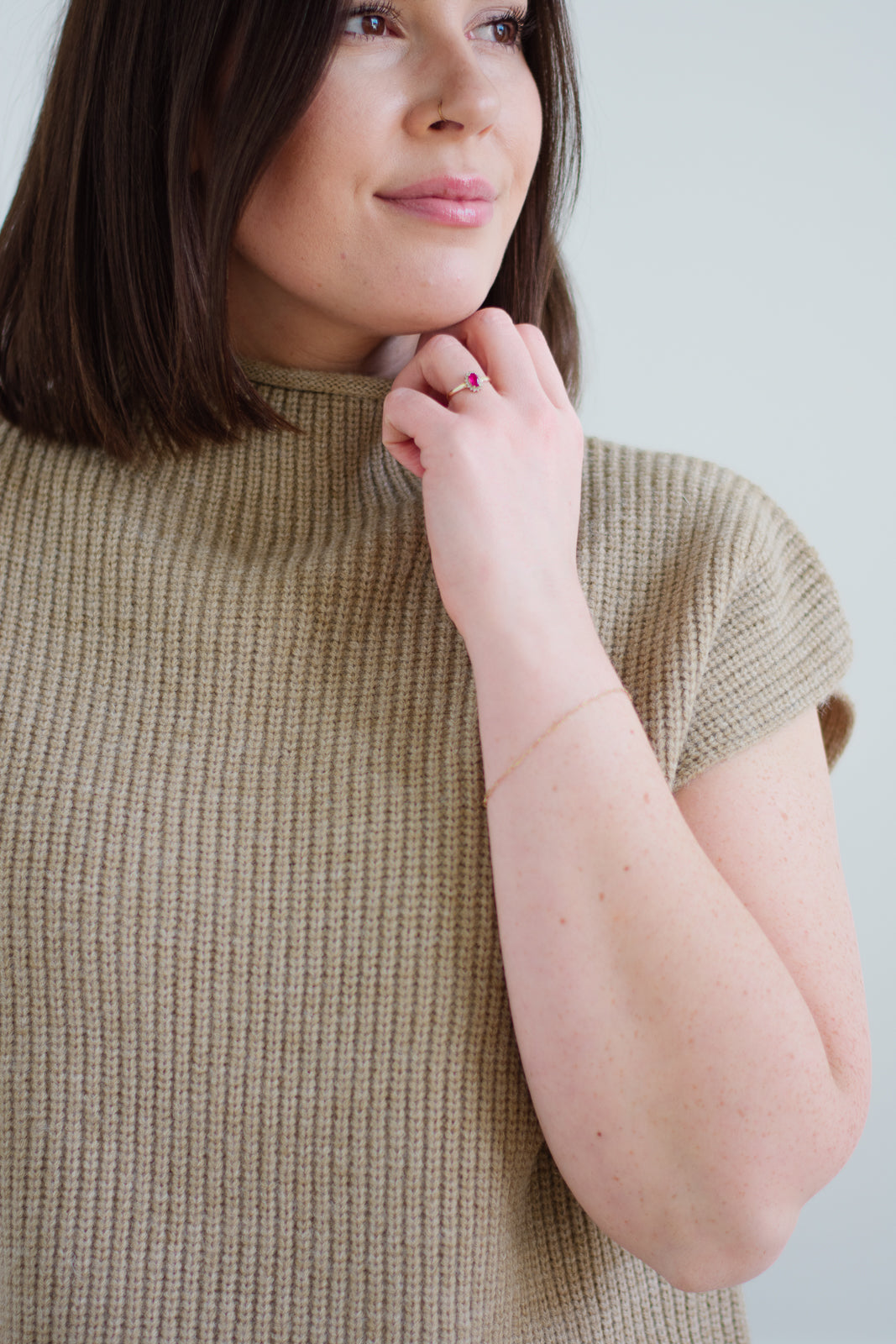 Taupe Mock Neck Vest