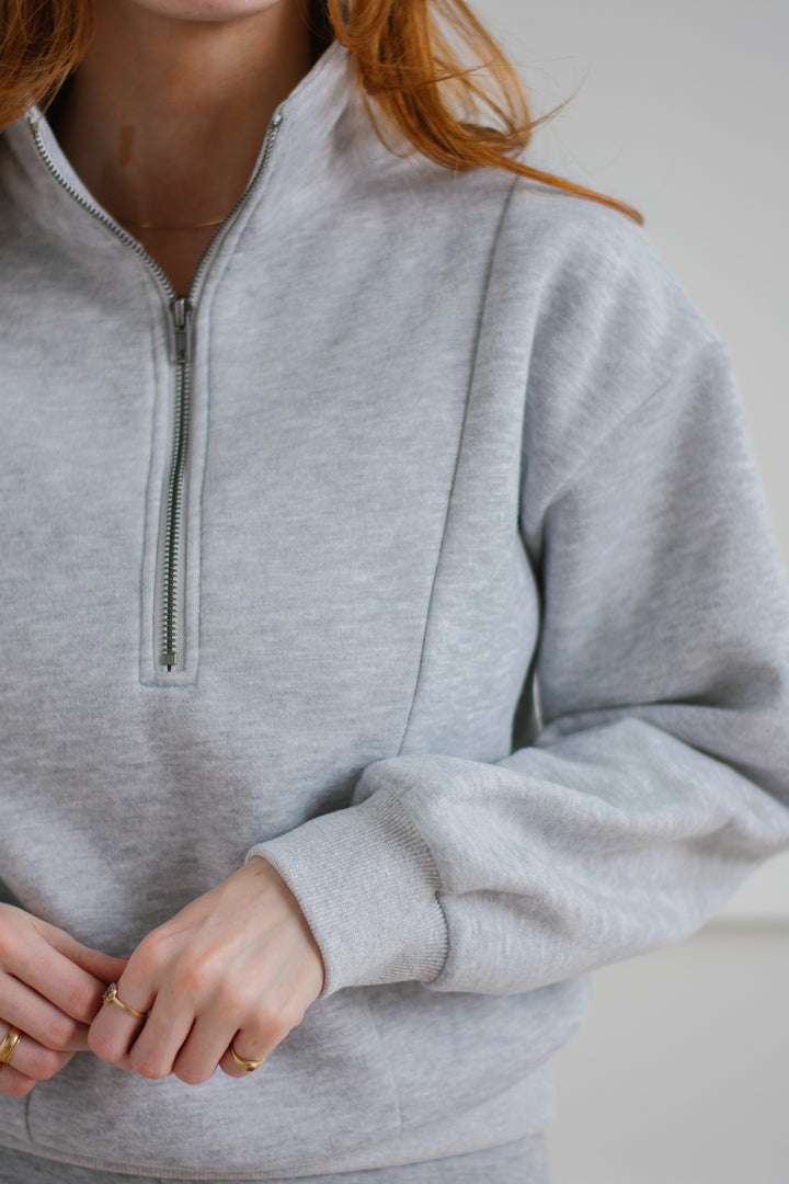 Cozy Half-Zip Sweatshirt - Grey