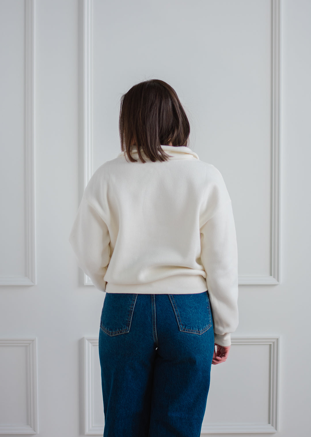 Cozy Half-Zip Sweatshirt - Cream