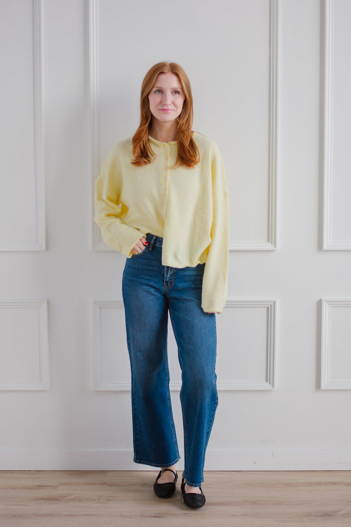 Soft Yellow Button Cardigan