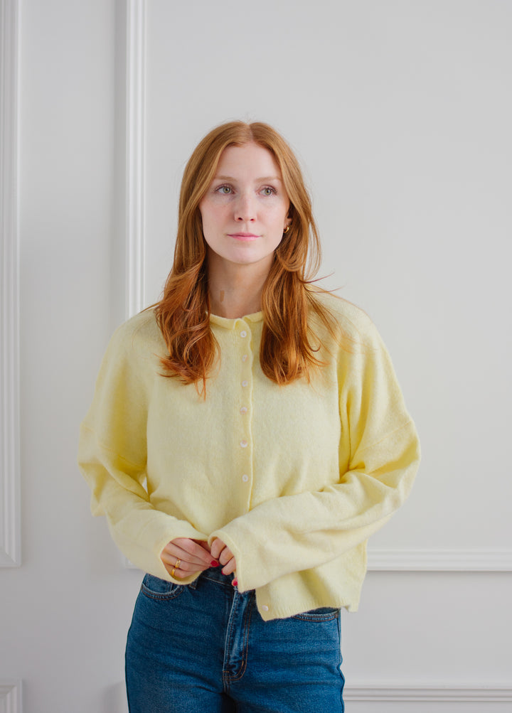 Soft Yellow Button Cardigan