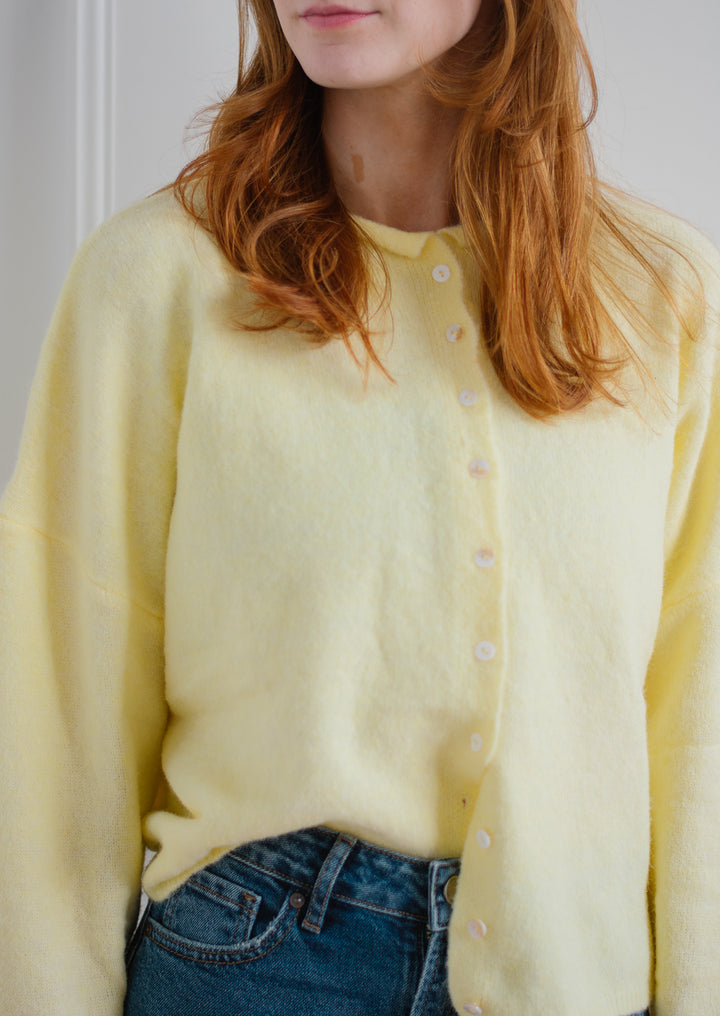 Soft Yellow Button Cardigan