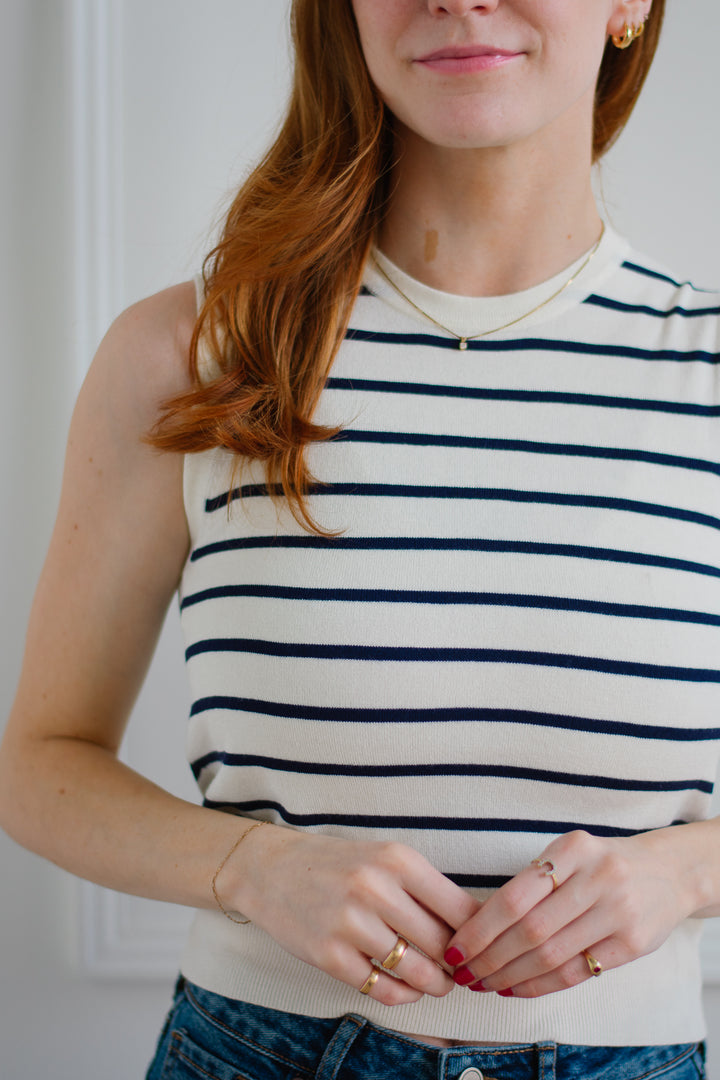 Navy Stripe Knit Tank