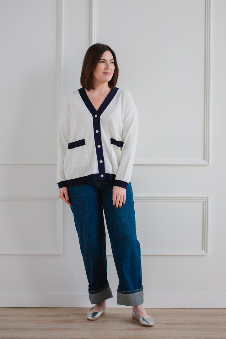 Lola Navy Accent Cardigan