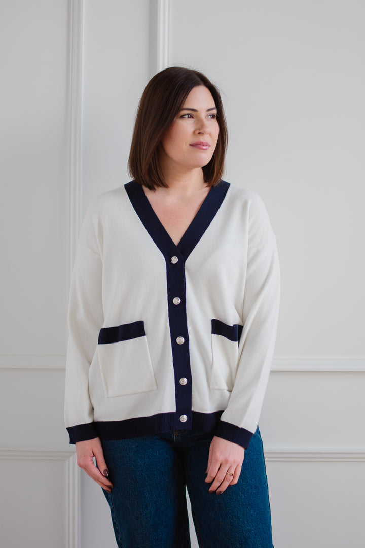 Lola Navy Accent Cardigan