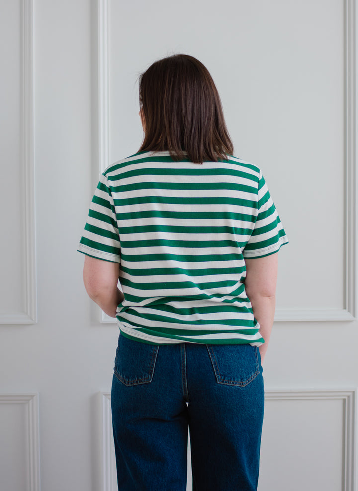 Striped Oversized Tee -Kelly Green