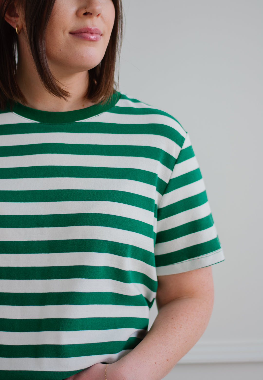 Striped Oversized Tee -Kelly Green