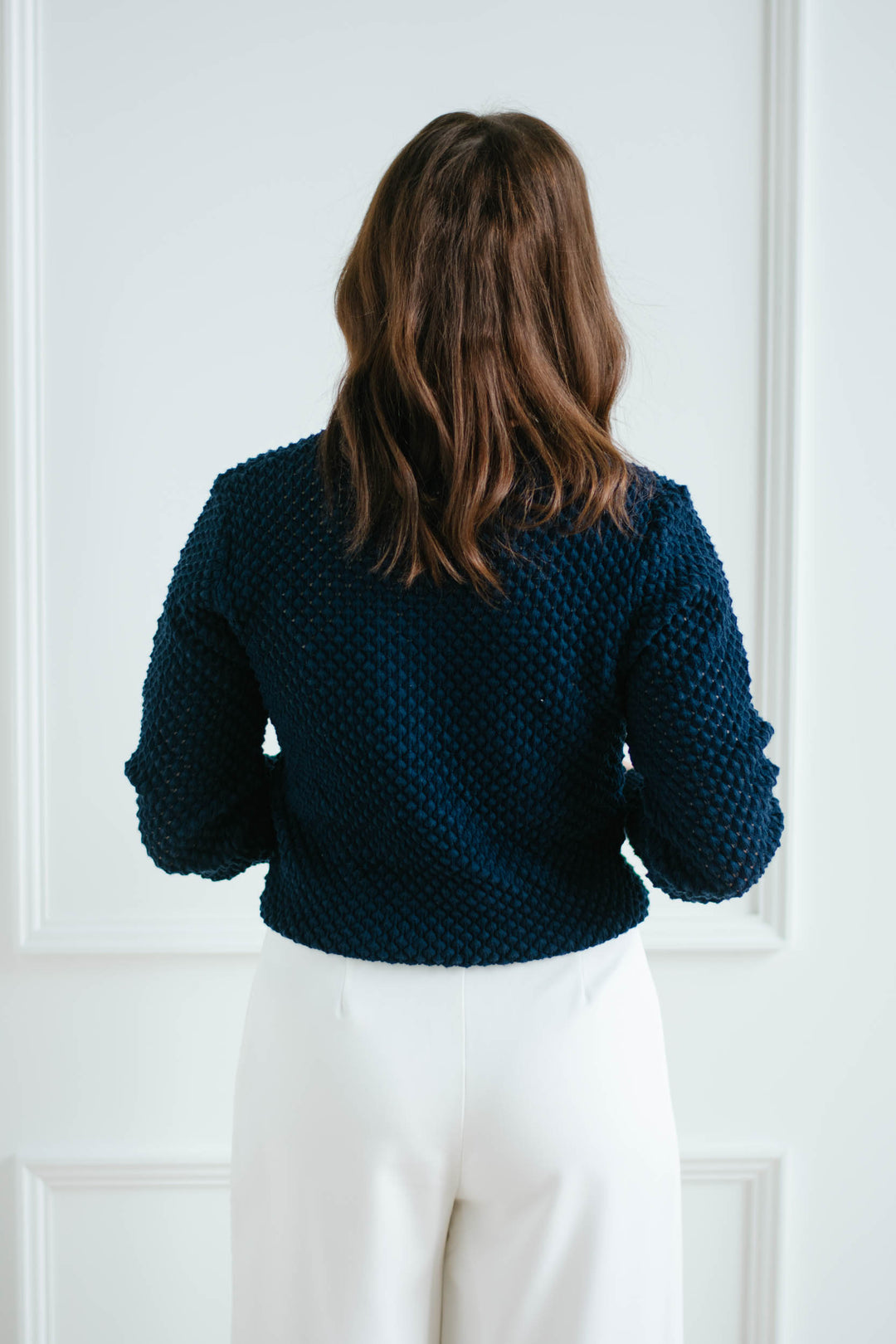 Taryn Bubble Knit Sweater - Navy