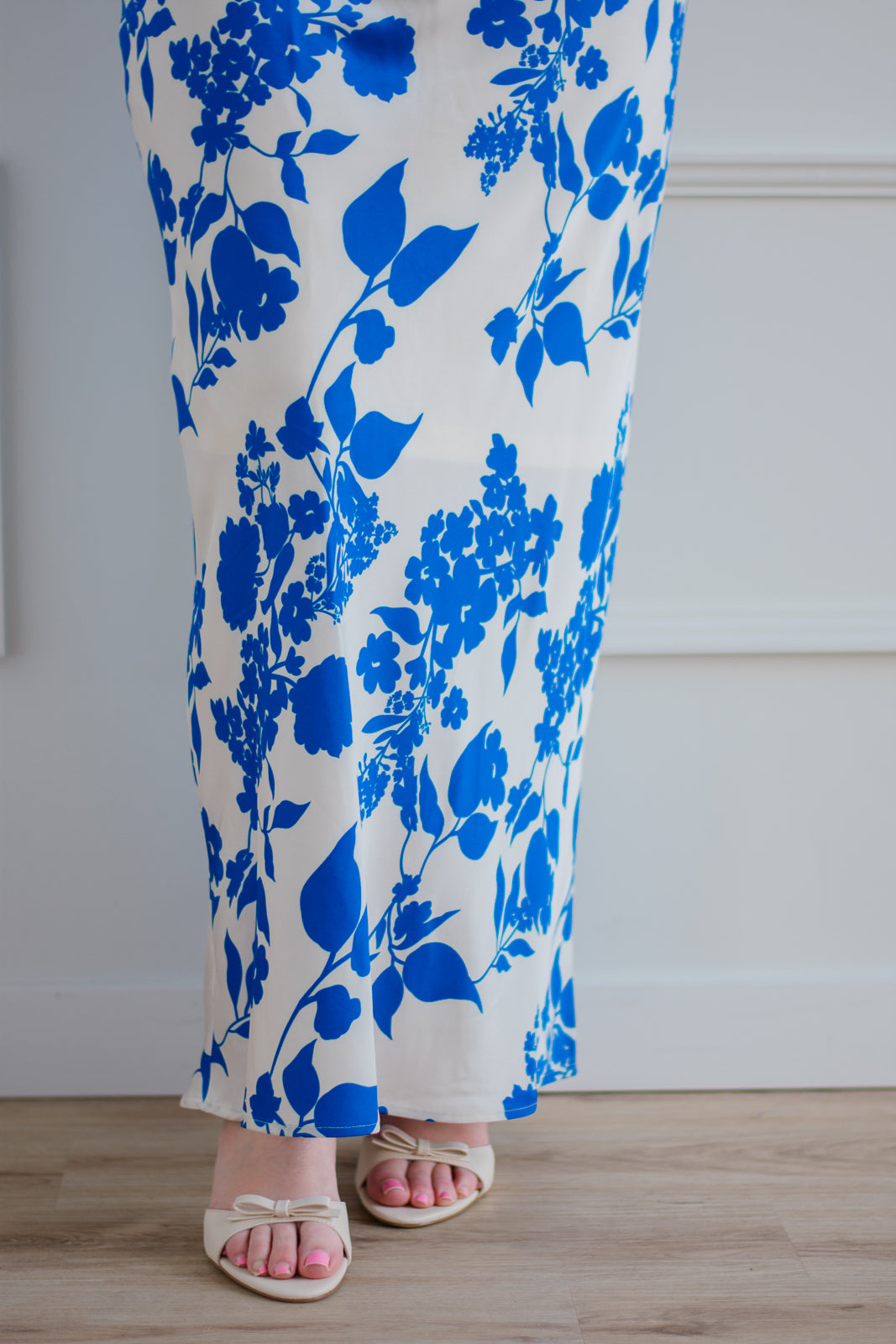 Cobalt Floral Strapless Maxi Dress