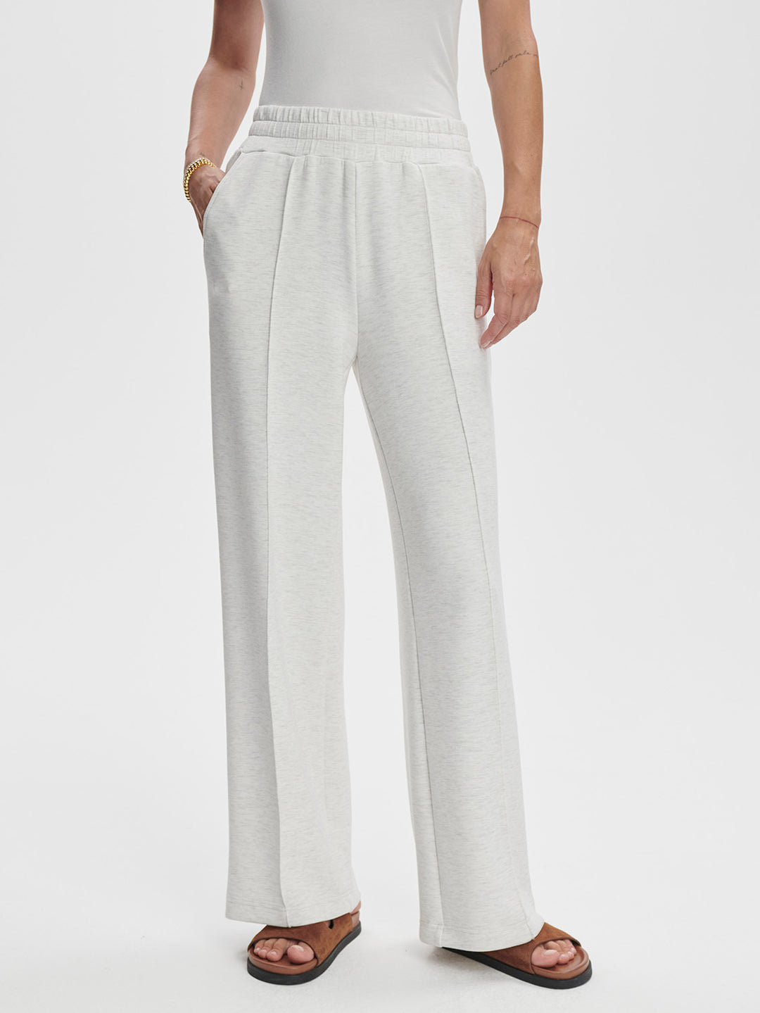 Varley | Wide Leg Pant 28" - Ivory Marl