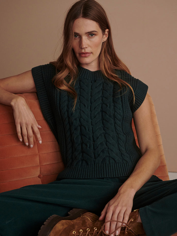 VARLEY | Pixie Relaxed Cable Knit Tank - Ponderosa Pine