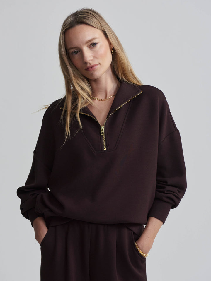 VARLEY | Hawley Half Zip Sweat - Coffee Bean