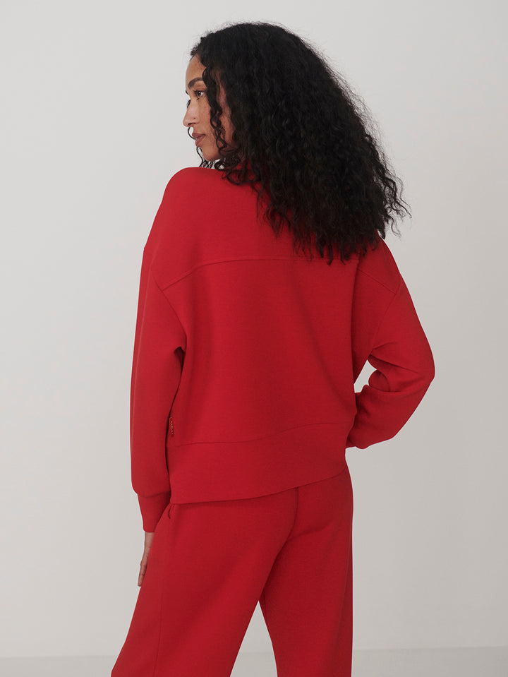 VARLEY | Olwen Button Front Sweater - Red Marl