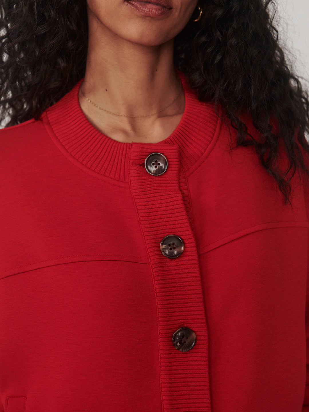 VARLEY | Olwen Button Front Sweater - Red Marl