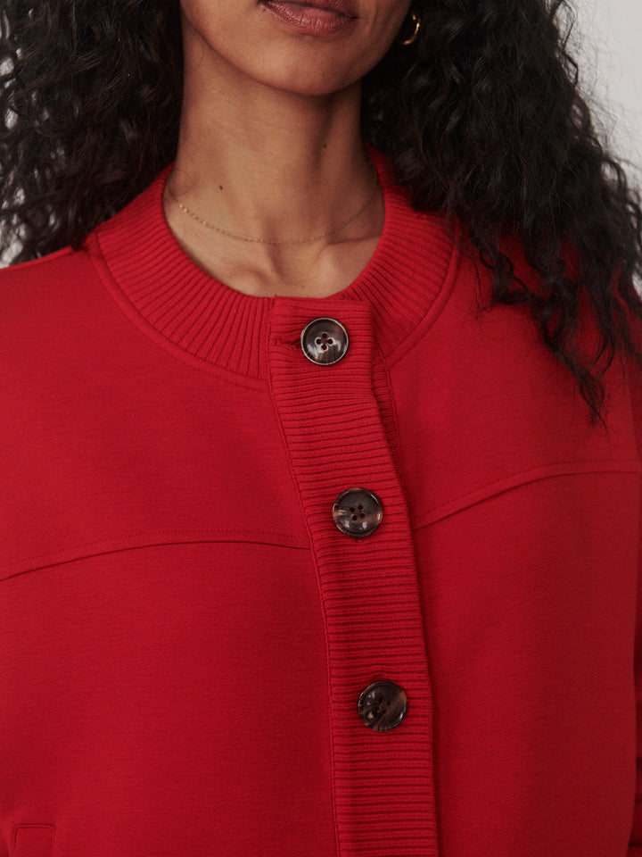 VARLEY | Olwen Button Front Sweater - Red Marl