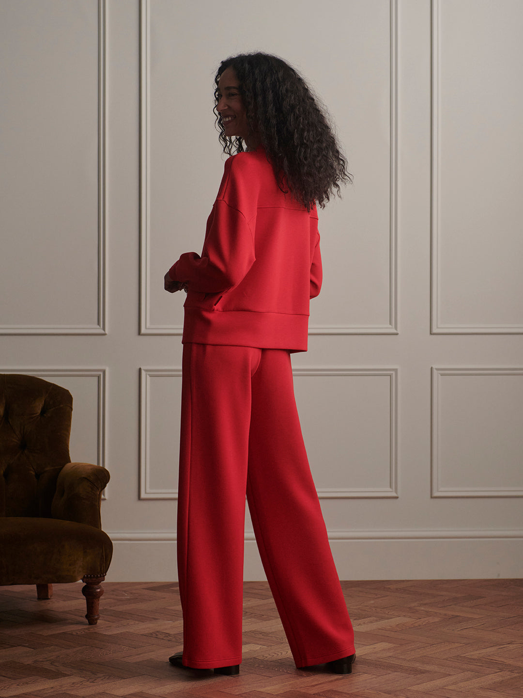 VARLEY | Olwen Button Front Sweater - Red Marl