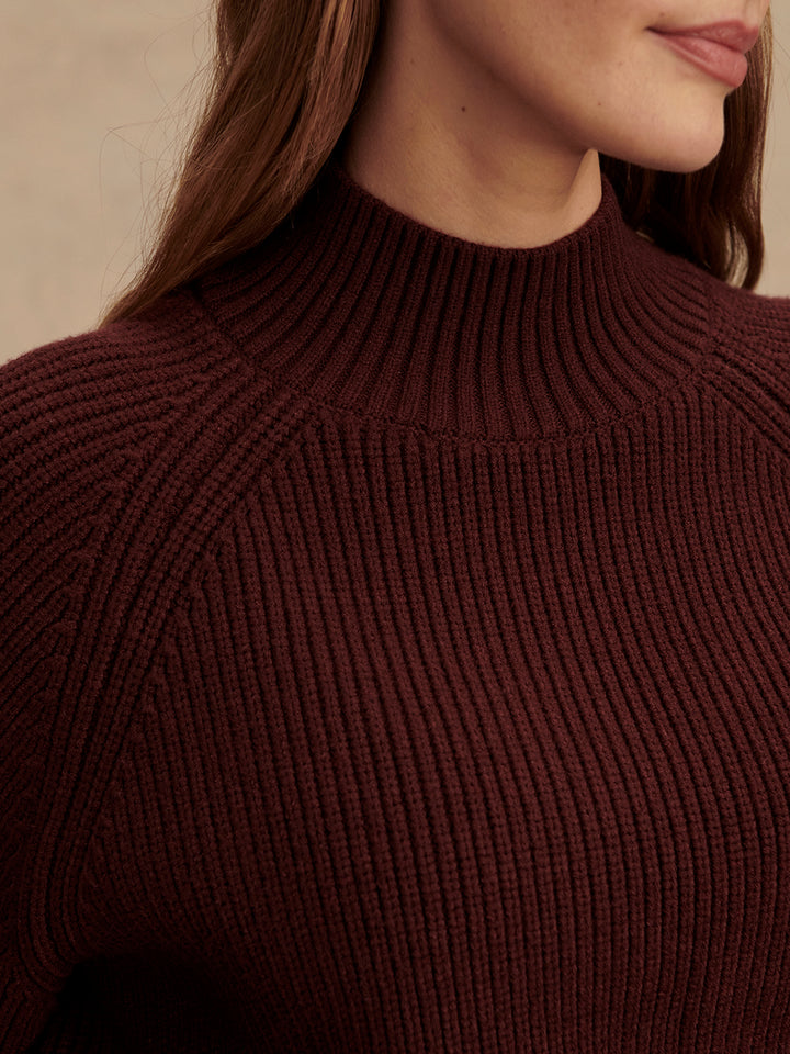 Varley | Martina High Neck Rib Knit - Decadent Chocolate