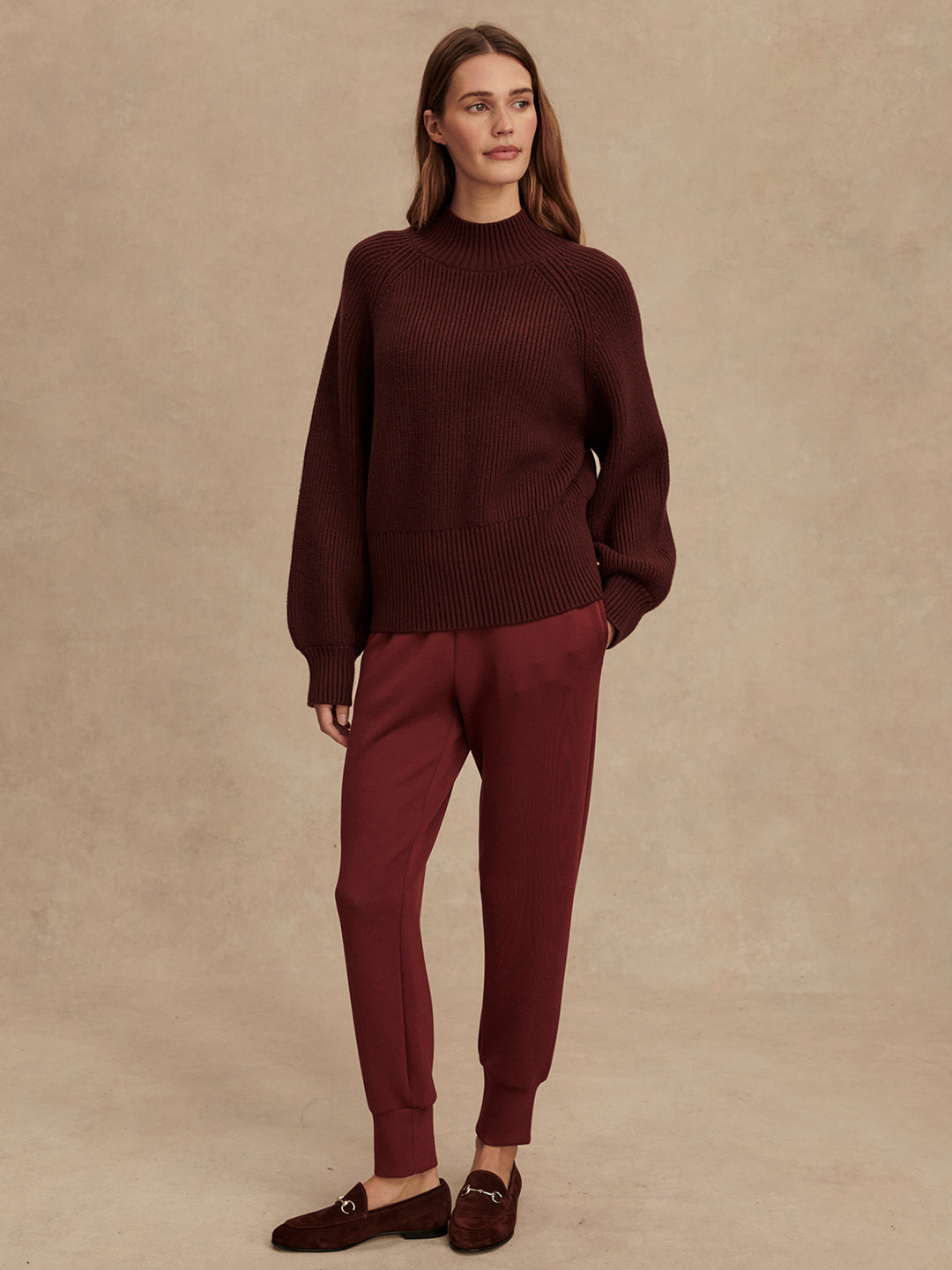 Varley | Martina High Neck Rib Knit - Decadent Chocolate