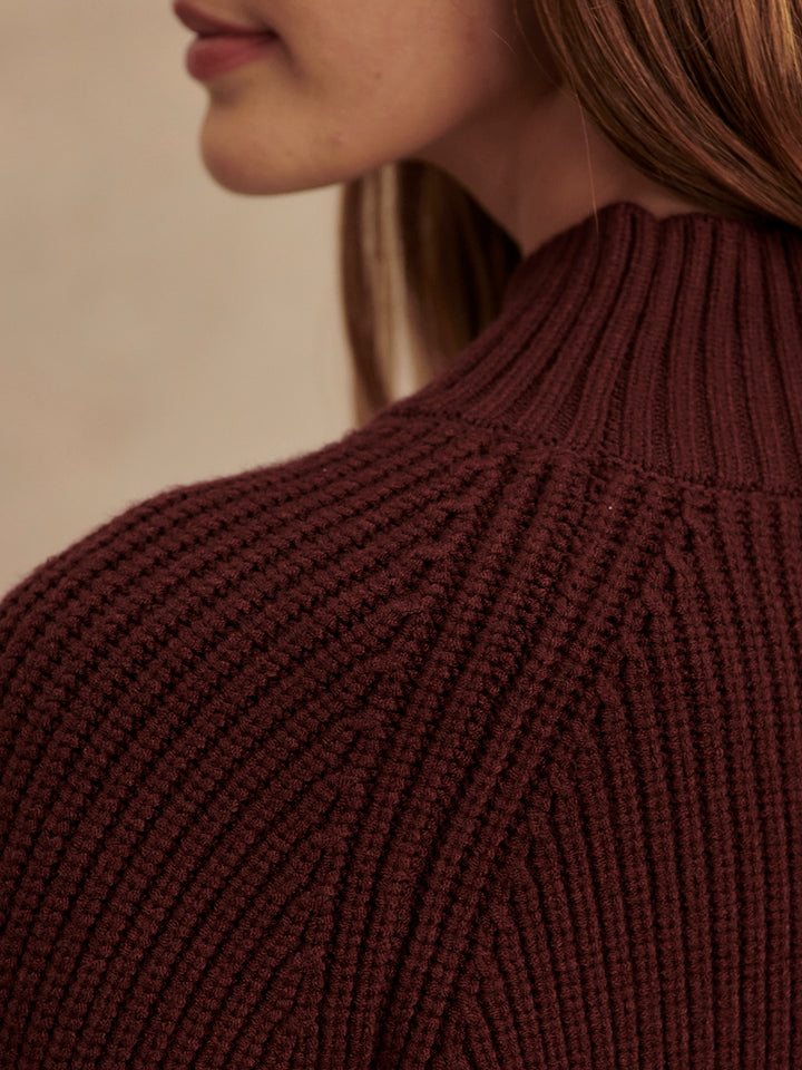 Varley | Martina High Neck Rib Knit - Decadent Chocolate